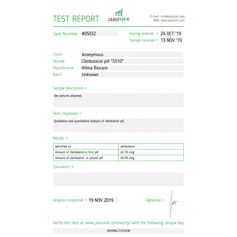 Clenbuterol 40mcg HILMA BIOCARE Clenbuterol 40mcg HILMA BIOCARE