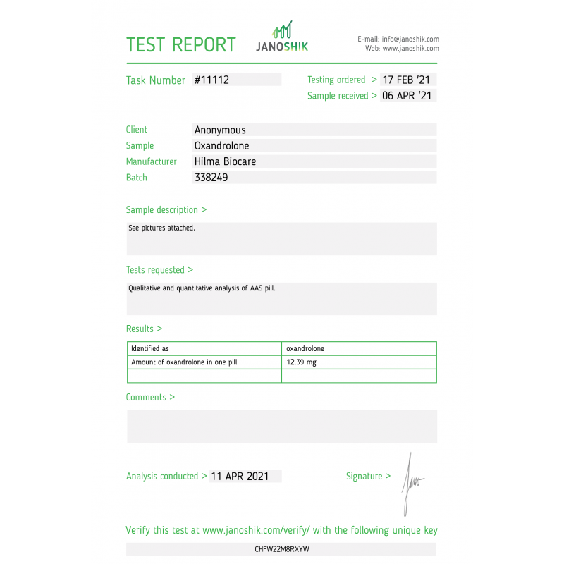 Oxandrolone Hilma Biocare - Anavar, Lipidex, Antitriol, Lonavar, Oxadrine, Oxavet QV