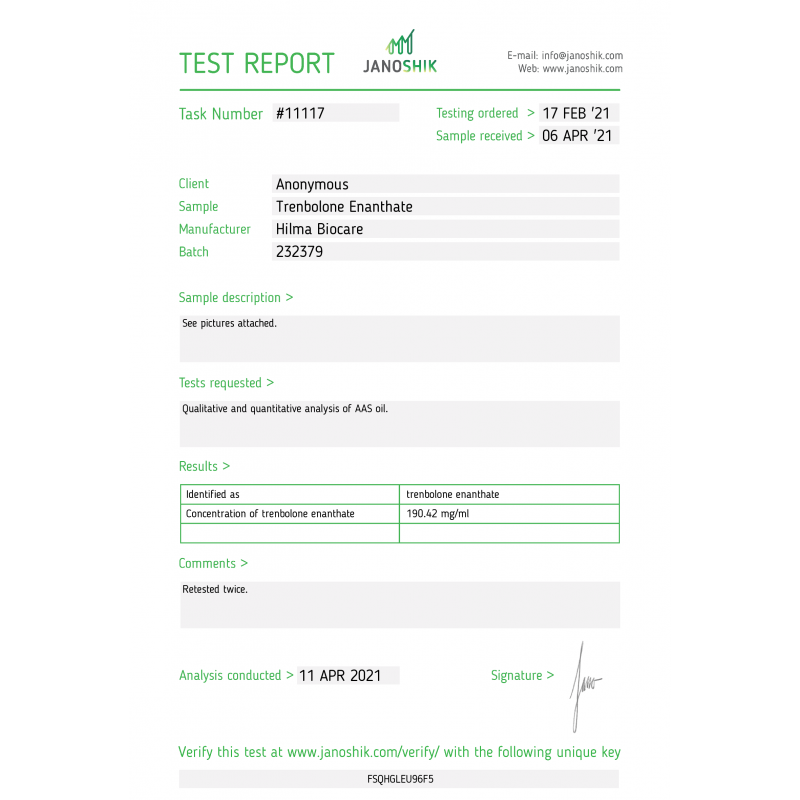Trenbolone enanthate HILMA BIOCARE Trenbolone enanthate HILMA BIOCARE